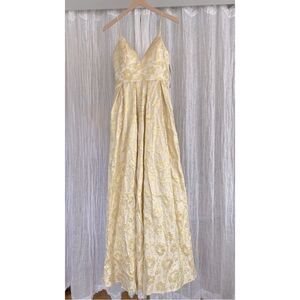 Trixxi Gold Floral Brocade Gown NWT